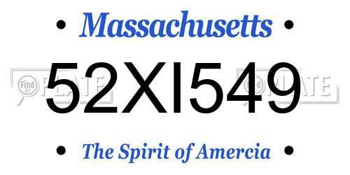 52XI549 Massachusetts License Plate