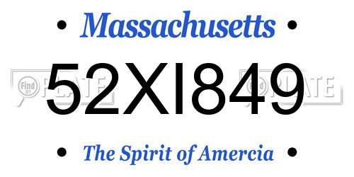 52XI849 Massachusetts License Plate