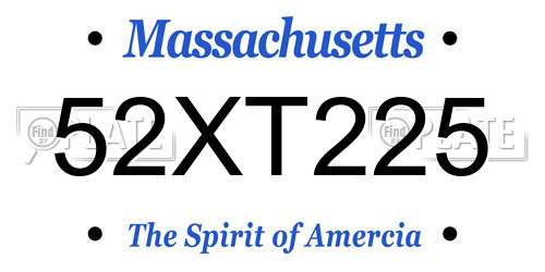 52XT225 Massachusetts License Plate