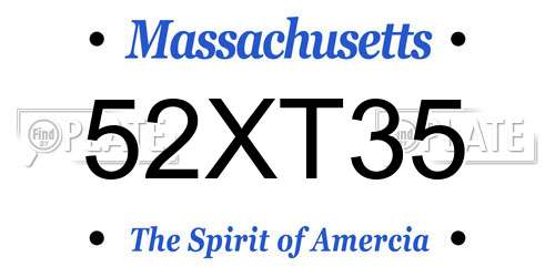 52XT35 Massachusetts License Plate