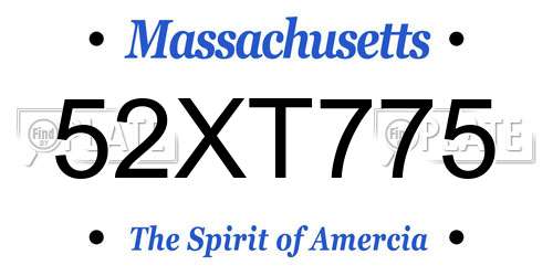 52XT775 Massachusetts License Plate