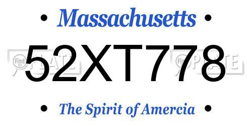 52XT778 Massachusetts License Plate