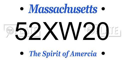 52XW20 Massachusetts License Plate