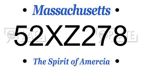 52XZ278 Massachusetts License Plate