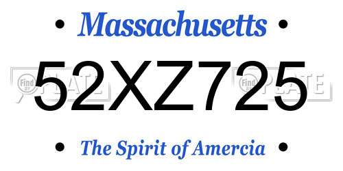 52XZ725 Massachusetts License Plate