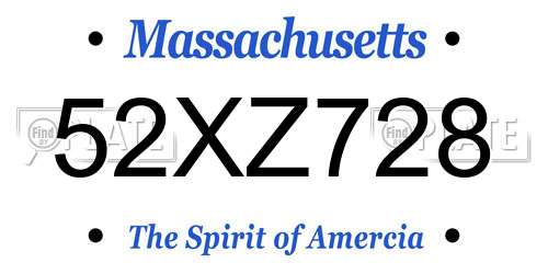 52XZ728 Massachusetts License Plate