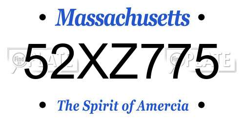 52XZ775 Massachusetts License Plate