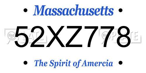 52XZ778 Massachusetts License Plate