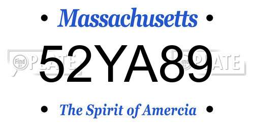 52YA89 Massachusetts License Plate