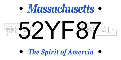 52YF87 Massachusetts License Plate