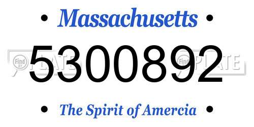 5300892 Massachusetts License Plate