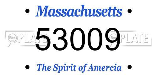 53009 Massachusetts License Plate
