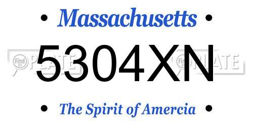 5304XN Massachusetts License Plate