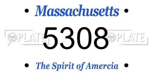 5308 Massachusetts License Plate