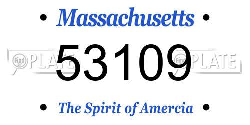 53109 Massachusetts License Plate