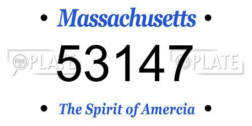 53147 Massachusetts License Plate