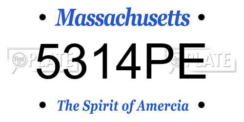 5314PE Massachusetts License Plate