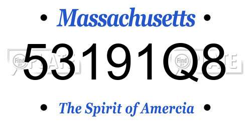 53191Q8 Massachusetts License Plate