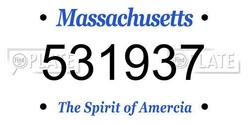 531937 Massachusetts License Plate