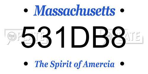 531DB8 Massachusetts License Plate