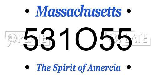 531O55 Massachusetts License Plate