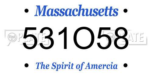 531O58 Massachusetts License Plate