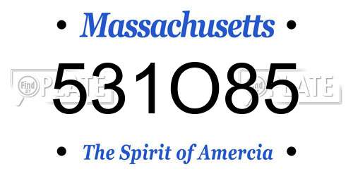 531O85 Massachusetts License Plate