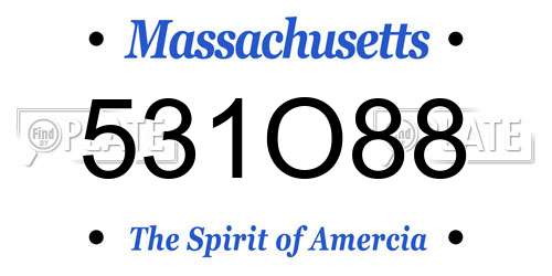 531O88 Massachusetts License Plate