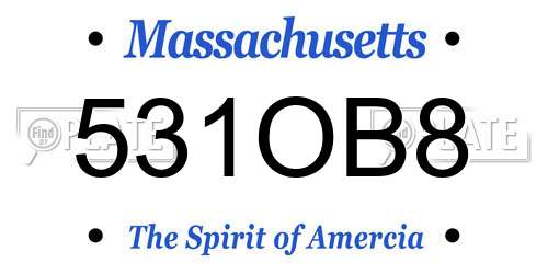 531OB8 Massachusetts License Plate