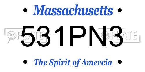 531PN3 Massachusetts License Plate