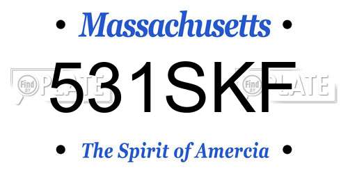531SKF Massachusetts License Plate