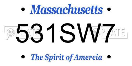 531SW7 Massachusetts License Plate