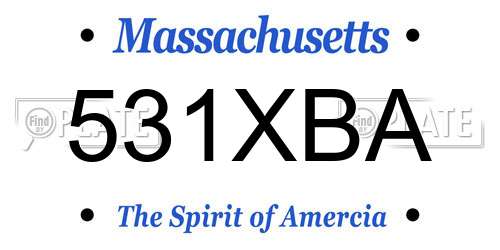 531XBA Massachusetts License Plate