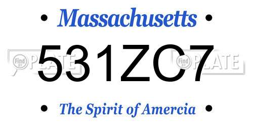 531ZC7 Massachusetts License Plate