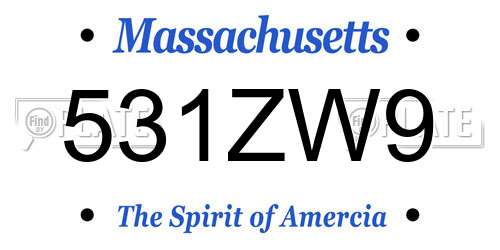 531ZW9 Massachusetts License Plate