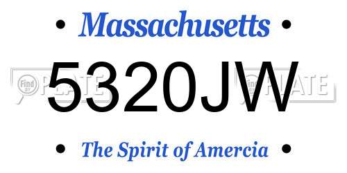 5320JW Massachusetts License Plate