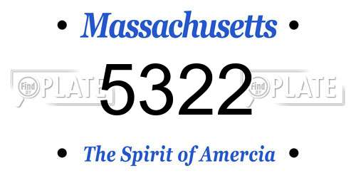 5322 Massachusetts License Plate