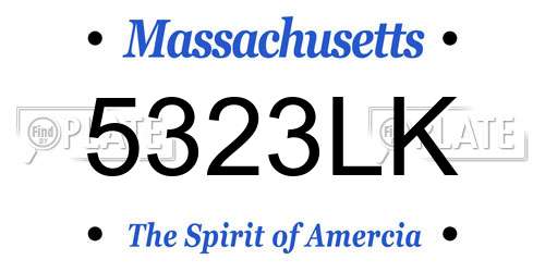 5323LK Massachusetts License Plate