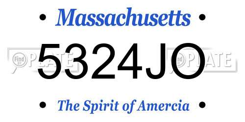 5324JO Massachusetts License Plate