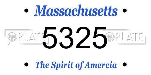 5325 Massachusetts License Plate