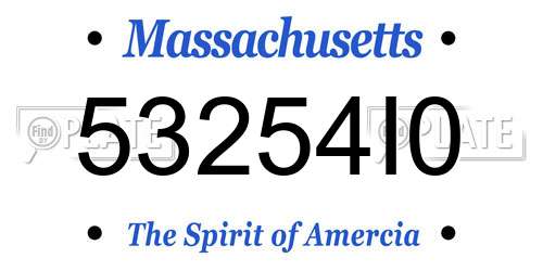 53254I0 Massachusetts License Plate