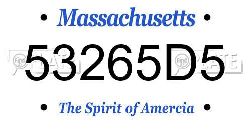 53265D5 Massachusetts License Plate
