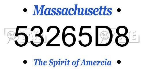 53265D8 Massachusetts License Plate