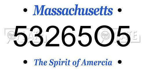 53265O5 Massachusetts License Plate