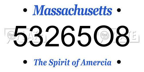 53265O8 Massachusetts License Plate