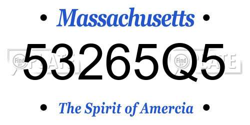 53265Q5 Massachusetts License Plate