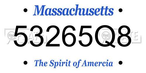 53265Q8 Massachusetts License Plate