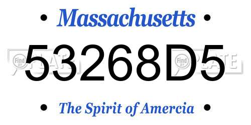 53268D5 Massachusetts License Plate
