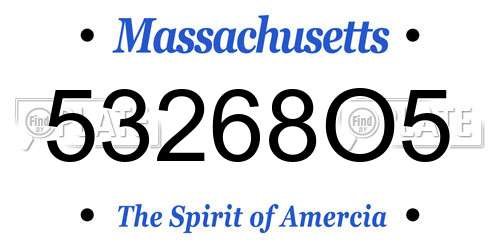 53268O5 Massachusetts License Plate