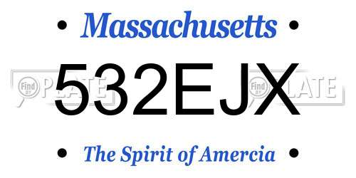 532EJX Massachusetts License Plate
